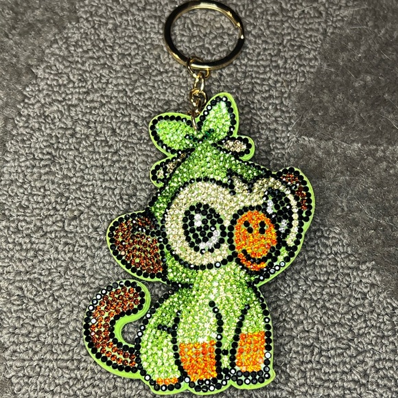 Rhinestone Gem Crystal Covered Grookey Keychain Pokemon Center Japan Kawaii - Picture 1 of 9